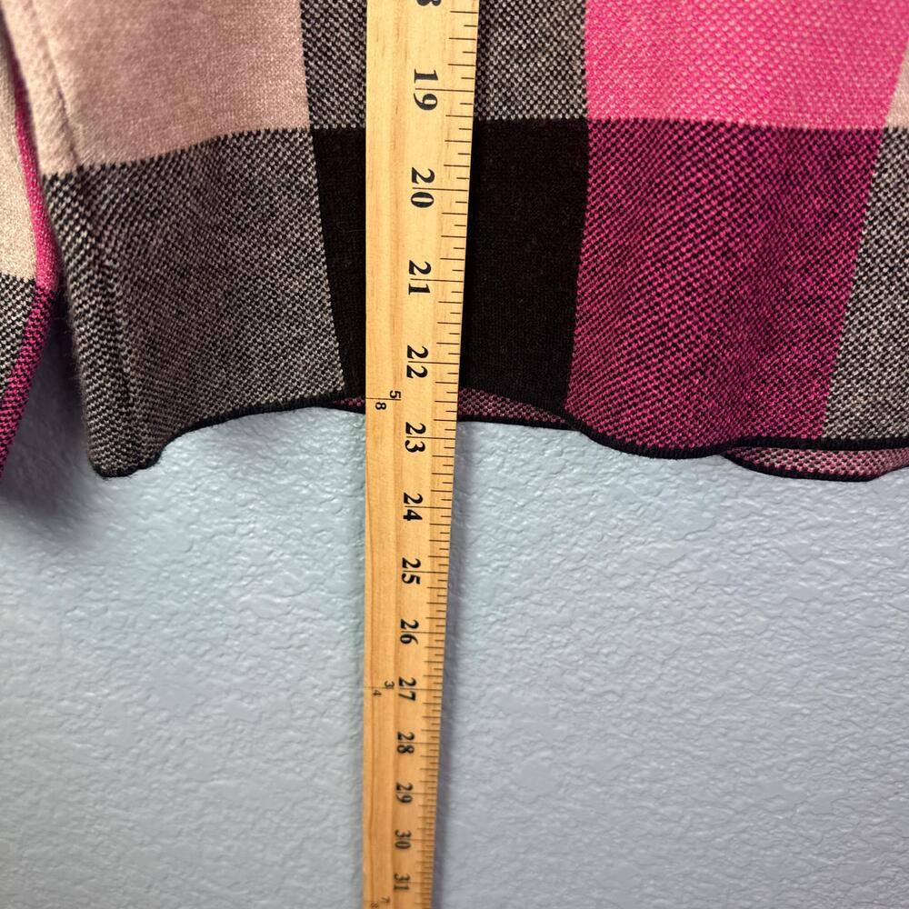 Tahari Sweater Womens XS Pink Plaid Mock Neck Long Sleeve Knit Pullover Top - Picture 8 of 10
